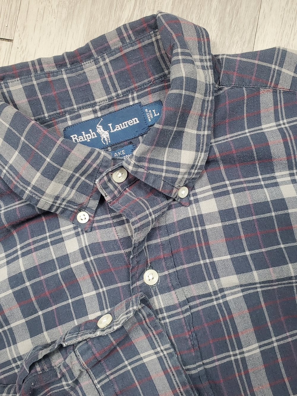 Ralph Lauren Navy, White & Red Plaid Button-Down Shirt